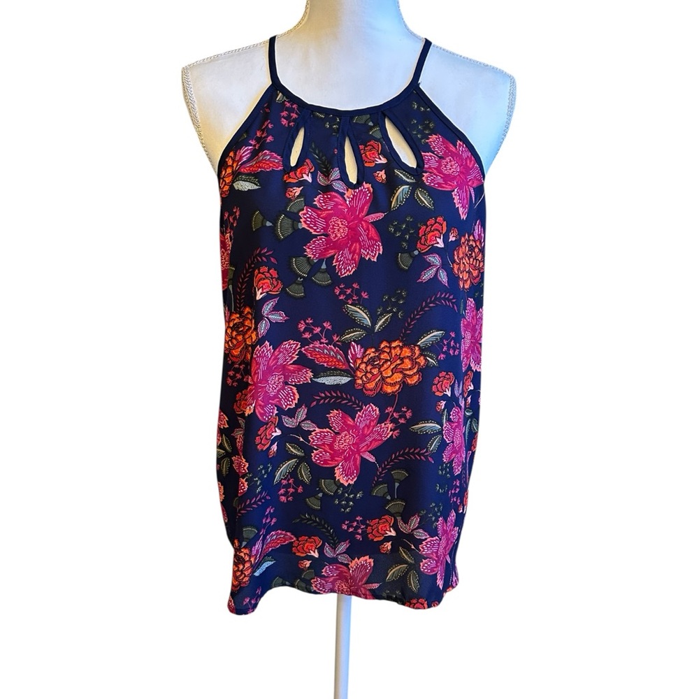 Papermoon Navy‎ and Pink Floral Halter Top